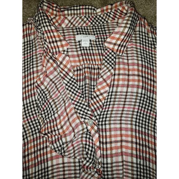 J.Jill Button Down Top Shirt Large Petite Large Ruffle Long Sleeve Soft - Picture 3 of 9